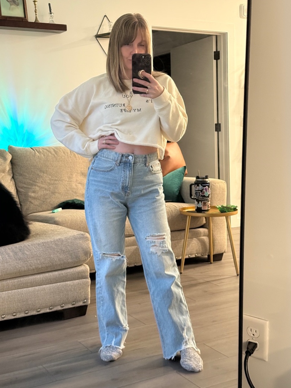 BDG Light Blue Straight Ripped Jeans